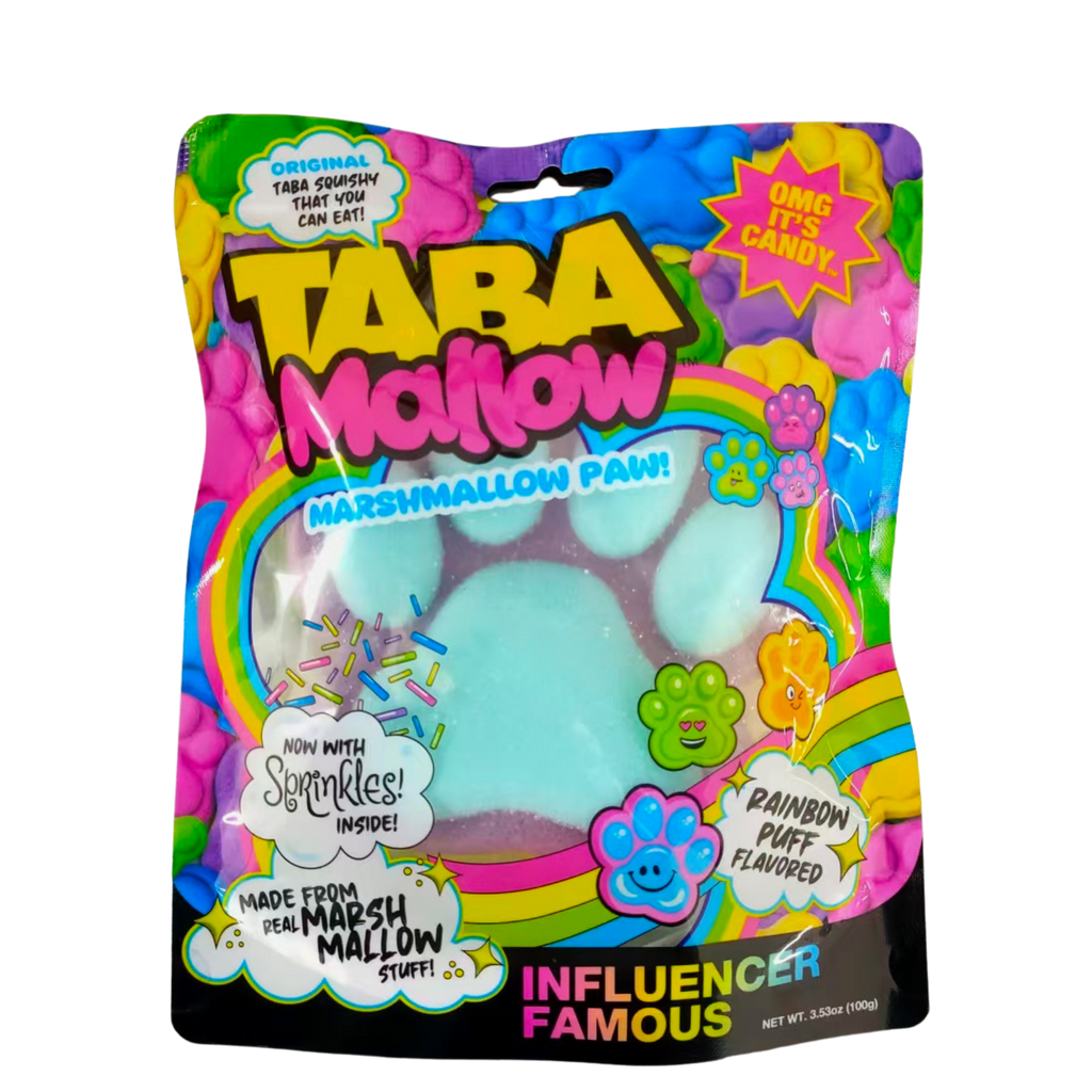 Taba Mallow Paw - Edible Squishy Marshmallow with Sprinkles - Soft. Squishy. Totally fun. Product sold 12 units per case.