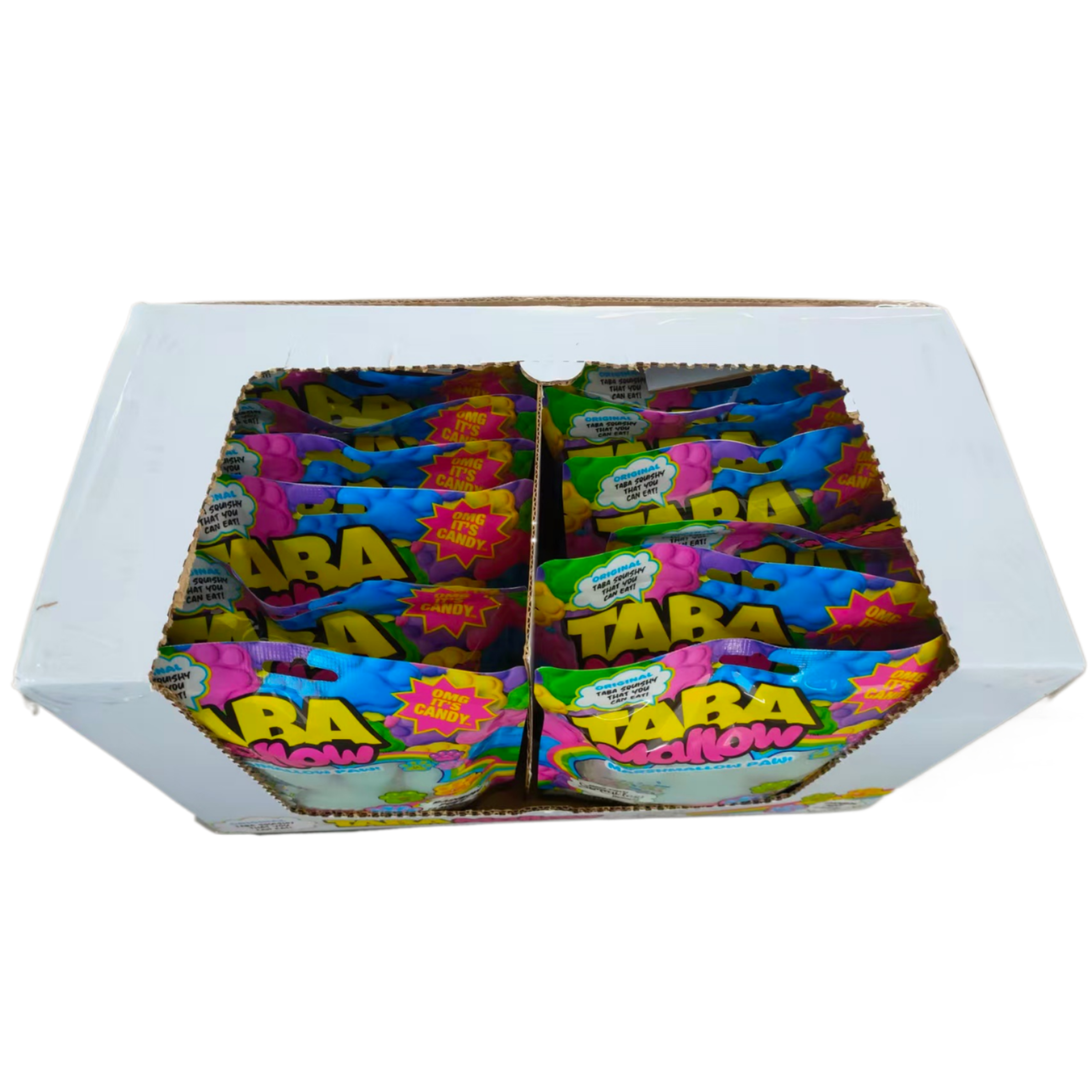 Taba Mallow Paw - Edible Squishy Marshmallow with Sprinkles - Soft. Squishy. Totally fun. Product sold 12 units per case.